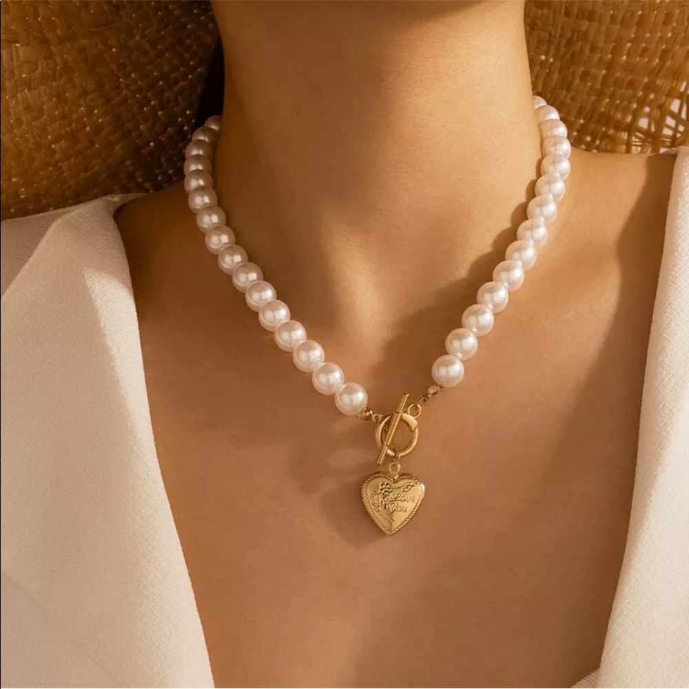 New Love You Pearl Necklace Choker - Picture 2 of 3